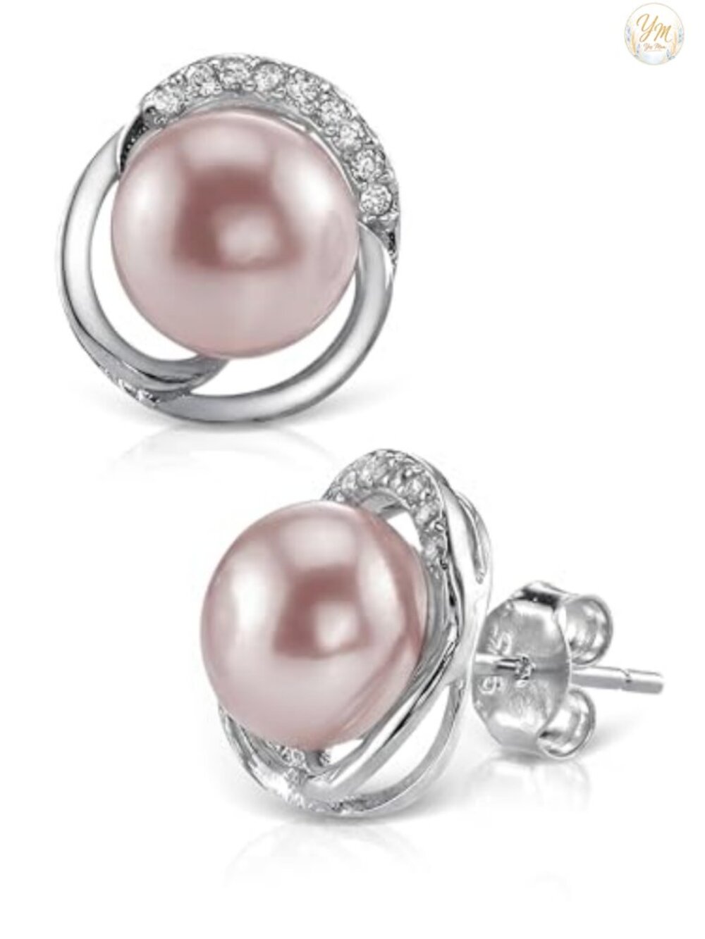 Freshwater Cultured Pearl & CZ Drop Earrings Gold Plated Silver